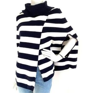 Talbots turtleneck Blue striped cape xs